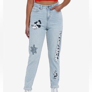 Disney‎ Mickey Mouse Steamboat Willie Mom Jeans Hot Topic